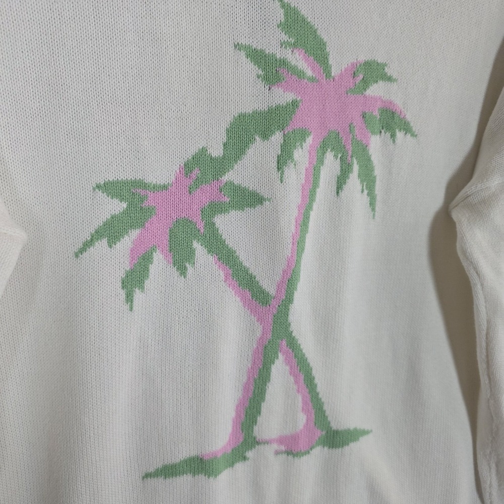 27 Miles Malibu Intarsia Palm Tree Cardigan Sweater XS Ivory Pink Revolve Beachy - Picture 4 of 8